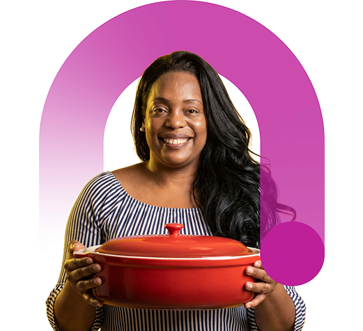 Woman with crockpot